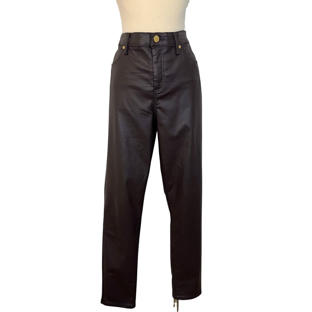 Lilly Pulitzer Eagan High Rise Stretch Coated Denim Pants Dark Brown 14